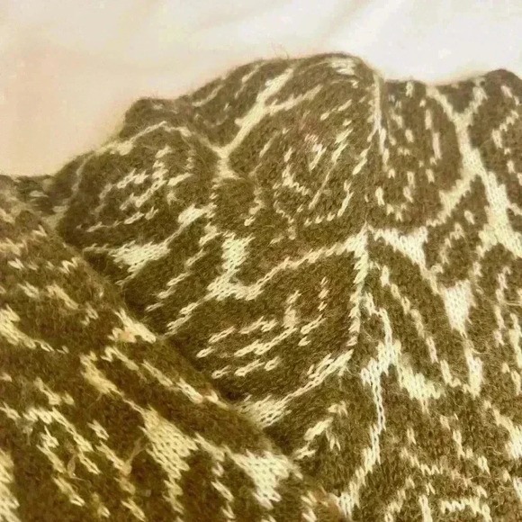 Vintage Warm Wool  Floral Puff Shoulder Ribbed Fall Winter Sweater Unbranded - Picture 3 of 7